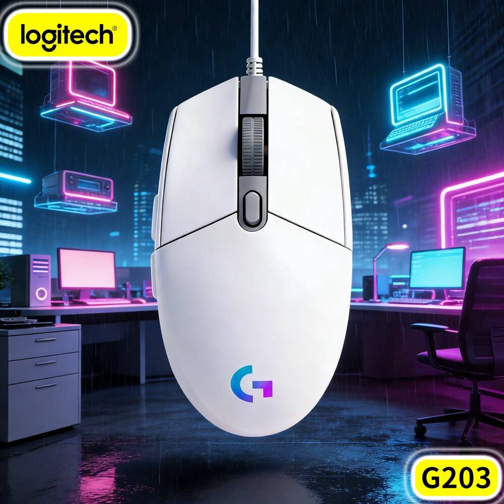 Logitech Mouse G203 - Logitech G203 Bedrade Gamingmuis, Gebogen Ergonomisch