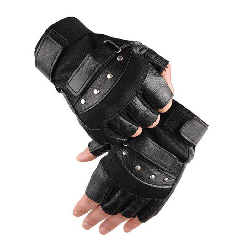 Tech Wear Accessories - Heren Half Vinger Leren Fitness Handschoenen