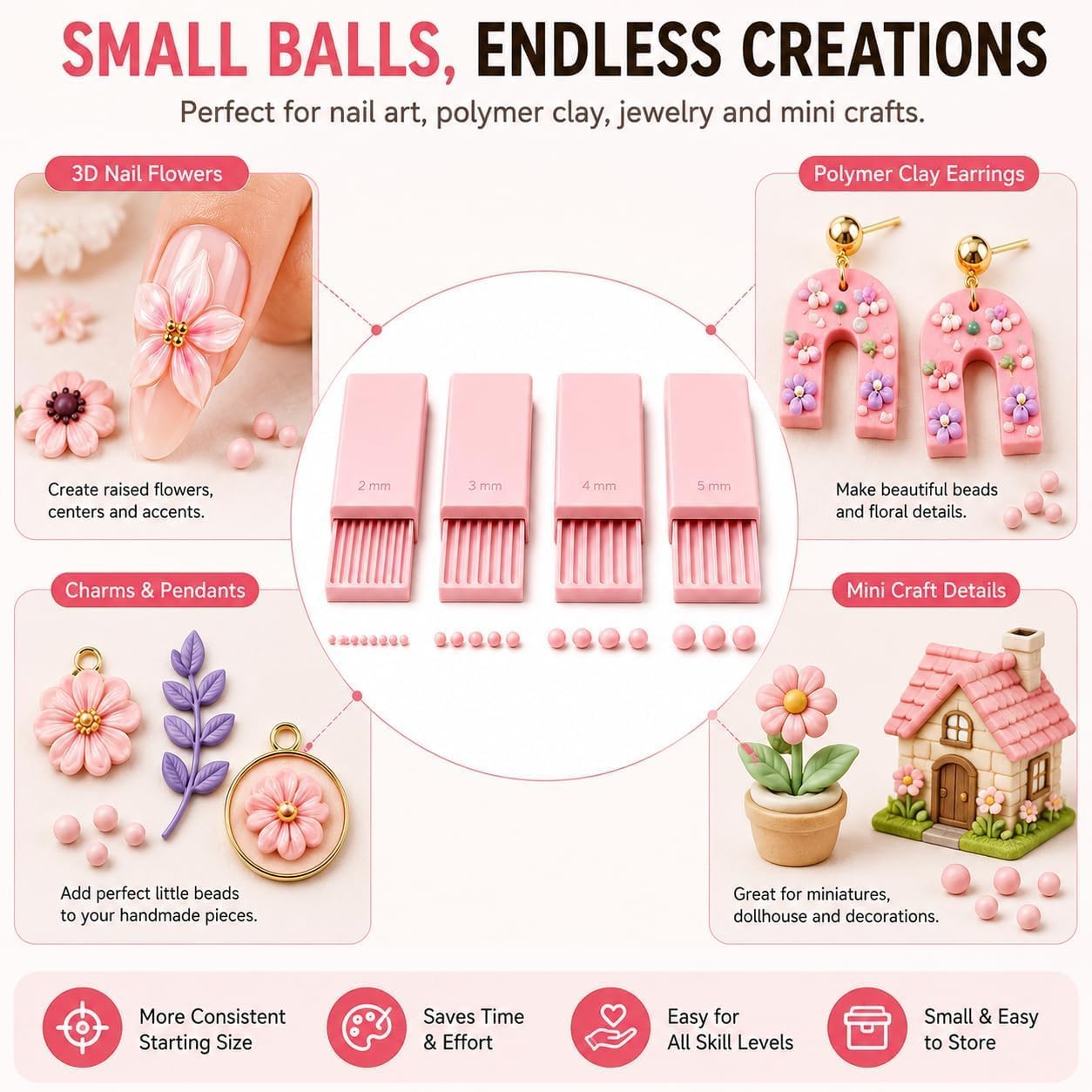4-delige 3D-print klei gelball - Nail Tech Accessories recensie en prijs